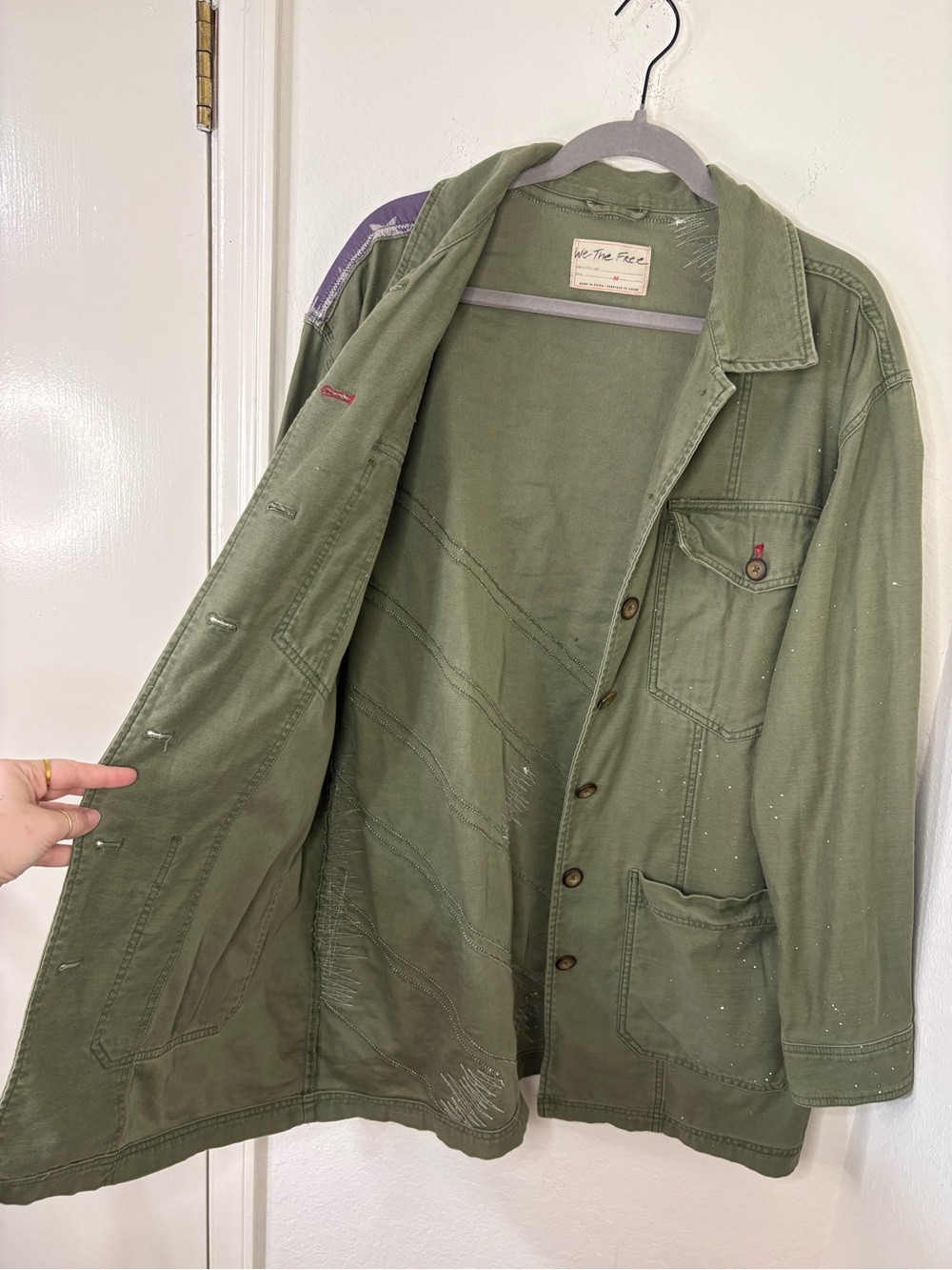Free People We The Free Patriotic Spruce USA Patchwork Military Jacket oversized - Picture 8 of 16